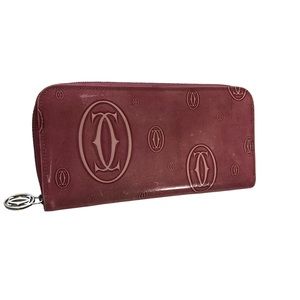 CARTIER HAPPY BIRTHDAY LONG WALLET PATENT LEATHER PINK LADIES WALLET